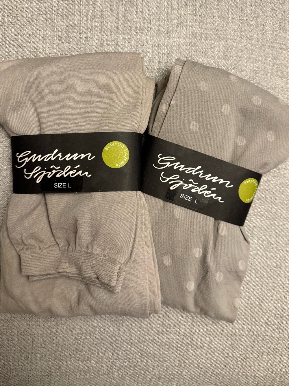 2 PAIR! Gudrun Sjoden Pokadot Tights & Solid Gray Leggings